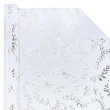 3D Kraft Wedding Wrapping Paper Roll - Mini Roll - 17 Inch X 16.5 Feet - Silver And White Leaves Design With Embossed Perfect For Birthday, Bridal Shower, Wedding, Baby Shower