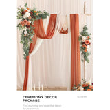 Fall Wedding Artificial Flower Package, Arch Flowers With Drapes Kit-Pack Of 5, 2Pcs Sign Flower Swag, 8Pcs Wedding Aisle Pew Flowers, Flower Garlands, Terracotta (Set Of 15)
