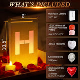 I Love You Light Up Letters, With Tea Lights Candles, Rose Petals, Pearlescent Foil Balloons - Luminary Paper Bags, Anniversary Decorations And Valentines' Day Decorations For Your Loved One