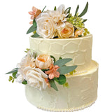 2Pcs Cake Topper Set, Artificial Flowers Decor For Wedding Ceremony, Anniversary, Home Decor - Champagne Boho Wedding Decorations