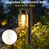 10 Pack Metal & Glass Solar Pathway Lights Waterproof Warm White Garden Walkway Lights
