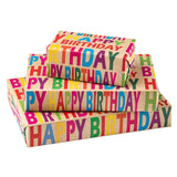 Kraft Wrapping Paper Roll - Mini Roll - Colorful Text Happy Birthday Design Great For Birthday, Party, Baby Shower - 17 Inches X 32.8 Feet