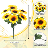 24 Bundles Yellow Sunflower Faux Mums For Outdoor Artificial Flower With Stems Bouquet Fake Plants Bulk Uv Resistant Plastic No Fade Wedding Fall Garden Home Window Decor (Sunflower)