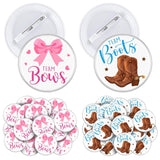 60 Pcs Boots Or Bows Gender Reveal Pins, Funny Baby Shower Team Boots Or Bows Gender Reveal Decorations For Party Supplies Blue And Pink Team Button Pins Games Decorations