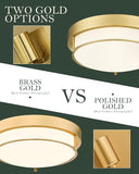 16 Inch Modern Flush Mount Ceiling Light 3-Light Polished Gold Fixture
