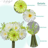12-Pack Artificial Daisy Bouquet With Wildflowers For Table Centerpieces, Realistic Silk Spring Flowers In Green & White, Ready-To-Arranged Home Decor