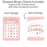 Big Dot of Happiness Pink Rose Gold Birthday - Picture Bingo Cards and Markers - Happy Birthday Party Bingo Game - Set of 18