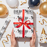 Funny Birthday Wrapping Paper Roll For Women Men, Mini Roll, You Are Old-Happy Birthday! Text With Red Hearts Gift Wrap Paper For Fun Celebrations, 17 Inches X 16.4 Feet