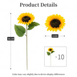 10 Pcs Artificial Sunflowers With Stems, 4 Inch Sunflowers Artificial Flowers, Faux Silk Flowers Fake Sunflower Bouquet For Vase Decor Wedding Table Home Porch Indoor Outdoor Cemetery Decoration