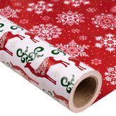 Christmas Reversible Wrapping Paper - Mini Roll - 17 Inch X 32.8 Feet- Red Green Reindeer Design (47.3 Sq.Ft.Ttl)