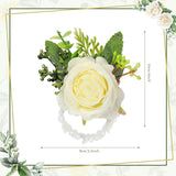Wedding Rose Wrist Corsage Wristlet Band For Bridal Bridesmaid Women Flowers Bracelets Decor Wedding Artificial Flowers For Party Prom Homecoming(White,48 Pcs)