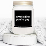 You Nique Designs Smells Like You’Re Gay 8 Oz Candle - Lesbian Gifts, Pride Candle, Lesbian Wedding Surprise, Fun Anniversary Idea For Gay Couple, Lgbtq, Gay Gifts (Lavender & Vanilla)