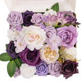 Artificial Flowers Purple & White Flower Combo For Diy Wedding Bouquets Table Centerpieces Arrangements Party Baby Shower Home Decorations