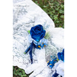 Corsage And Boutonniere Set For Wedding Prom Homecoming Men Groom Groomsmen Artificial Rose Flowers Boutonniere And Women Girl Bridesmaids Bracelet Suit Decor