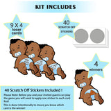Baby Shower Scratch Off Game Cards - 40 Shape African American Poopie Lottery Tickets For Party Games - Who Got Poopie Great Icebreaker Ideas