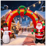 11.8 Ft Christmas Inflatables Archway, Blow Up Santa Claus And Snowman Inflatables Arch Outdoor Decorations With Built-I