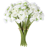 36 Pcs Ranunculus Artificial Flower Silk White Flower Realistic Faux Rose With Long Stems Fake Ranunculus Bouquet Wedding Flowers Bulk For Diy Bride Centerpiece Decoration(Ivory White)