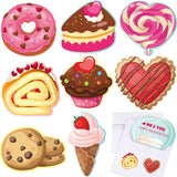 32 Pack Valentine Cards Set With Envelopes Stickers 8 Different Cute Food Valentines Greeting Cards Bulk For Classroom Students Exchange Valentine Gifts Party Supplies