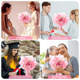 Crochet Flower Bouquet: Artificial Knitted Roses Tulips For Love Mother'S Day Wedding Anniversary Teachers' Day Decoration Including Lighting Fixtures Gift Bags?Pink?