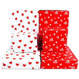 6 Sheets Valentine'S Day Heart Gift Wrapping Paper, White And Red Heart Birthday Wrapping Paper(White And Red)