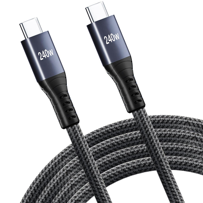 240W Usb-C To Usb-C Cable 20Ft Grey,Super Fast Charging Type-C To Type-C Charg