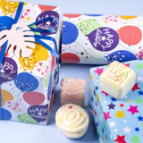 Reversible Birthday Wrapping Paper Jumbo Roll - Colorful Balloon & Stars - 24 Inches X 100 Feet (200 Sq.Ft.)
