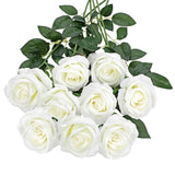 Velvet Rose Artificial Flowers Realistic Fake Roses Faux Roses Flower Long Stem White Roses Fake Flowers For Decoration Real Touch Roses For Home Wedding Party Decor