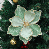 6Pcs Christmas Party Magnolia Flowers For Tree Artificial Poinsettia Flower Fake Magnolia Flower With Stems Floral Picks For Xmas Tree Wreath Wedding Party Diy Crafts (Green)