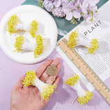 1200Pcs 0.12 Inch Flower Stamens Artificial Flower Small Stamens Plastic Pearl Yellow Floral Stamen Double Head Pollens Core For Flower Hairpin Jewelry Making Accessories Supplies Diy Craft