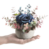 Artificial Flowers Potted Plants,Blue Fake Flowers In Pot Yellow Sunflower Centerpieces For Tables Home Office Kitchen Bathroom Shelf Plant Decor