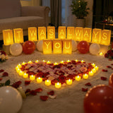 Valentine'S Day Decorations-It Was Always You Light Up Letters Luminary Bags, Special Night Romantic Decoration With Bright Led Candles And Fake Rose Petals, Happy Anniversary, Proposal Decoration