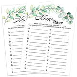 Baby Shower Game Cards, Green Theme Name Race Game Card For Baby Shower Party?Funny Icebreak Baby Shower Party Games Ideas Activity For Parent-To-Be, Fun And Easy, 30 Cards