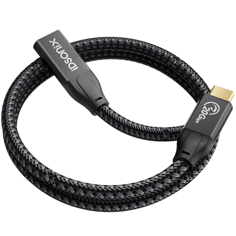 Usb C Extension Cable Nylon Braided(1.6Ft/20Gpbs), Usb C Extender Support 4K@6