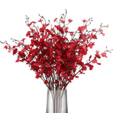 Red Orchid Artificial Flowers 6Pcs Silk Dancing Lady Orchids 35.5" Long Stem Faux Orchid Fake Flower In Bulk For Home Wedding Bridal Bouquet Party Garden Kitchen Decor(Red)