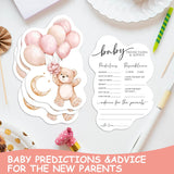 50 Pcs Double Side Baby Predictions & Advice Cards For New Parents Baby Shower Games For Wishes Decorations, Gender Reveal Games, Advice For New Parents To Be(Cute Bear) -A03