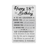 Grandson 18Th Birthday Card, Happy 18 Birthday Grandson Gifts Ideas, Small Engraved Wallet Card