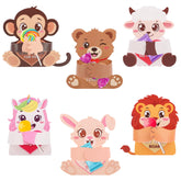 48Pcs Animal Valentines Day Candy Holder Gift Cards, Cute Valentine Craft Greeting Cards Bulk For School Gifts Exchange Classroom Prize Party Favors