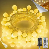 43FT 100 LED Globe String Lights Connectable Warm White Plug In Fairy Lights with Remote Control 8 Lighting Modes for Indoor Outdoor Bedroom Party Christmas Tree Decor