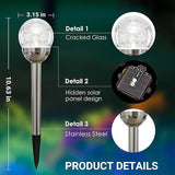 3 Pack Solar Glass Ball Garden Lights Multi Color Changing & White Waterproof Patio Decor