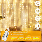 6.6FT x 6.6FT Fairy Curtain Lights Warm White USB Plug In Tangle Free 8 Modes with Remote for Bedroom Wedding Party Christmas Indoor Outdoor Decor