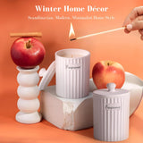 Apple Cinnamon Holiday Scented Candle For Women & Men, Non Toxic Soy Candle In Matte White Ceramic Jar With Gift Box Perfect For Winter Gift & Home Decor