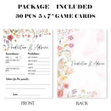 Floral Fill In Baby Shower Game Cards - Baby Prediction & Advice Game For Boys & Girls -Watercolor Flowers Baby Announcement Gender Reveal Baby Shower Party Activities For New Parents To Be - B01