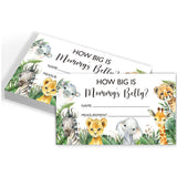 Safari How Big Is Mommy'S Belly Jungle Animals Baby Shower Gender Neutral Game Includes 5.6" X 7" Standing Sign And 50 Guessing Cards, 3 Rolls 60" Measuring Tapes