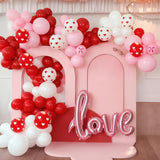 Valentines Day Balloons, Red Pink White Heart Print Balloons With Foil Love Valentines Balloon For Women Girls Birthday Bachelorette Bridal Shower Wedding Engagement Anniversary Party Decorations