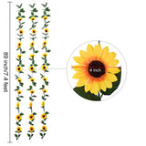 3 Pack Artificial Sunflower Garland Silk Sunflower Vine Artificial Flowers With Green Leaves For Wedding Table Home Decor