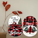Christmas Truck Electric Stove Burner Covers?4 Pcs Winter Xmas Tree Round Stove Burner Covers, Merry Christmas Festival Stove Burner Cover,8 Inch And 10 Inch Red Black Squares Metal Cooktop Home Decor