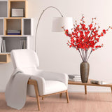 8Pcs Red Cherry Blossom Branches Artificial Flowers For Autumn Winte Indoor Decoration, 36" Plum Fake Peach Plants For Wedding Home Office Bedroom Party Decor (Red, 36In)