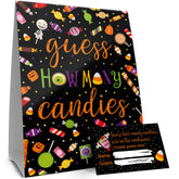 How Many Candies Halloween Party Guessing Game – How Many Candies Are In The Jar Game For Kids, Trick Or Treat Party, Fall Festival, Classroom Activity, Or Office Contest (1 Sign With 30 Cards)
