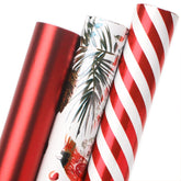 Christmas Wrapping Paper 3 Rolls Red White Gift Wrapping Paper Vintage Christmas Candy Cane Printed Assortment - Mini Roll 17 Inch X 120 Inch(10 Feet) Per Roll