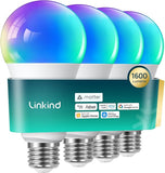 A21 Smart LED Light Bulbs 4 Pack 1600LM RGBWW WiFi Smart Bulbs Alexa Apple Home SmartThings Compatible